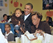 First Family Passes Out Turkeys at Martha's Table