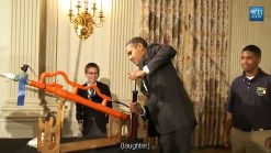 Obama Launches Extreme Marshmallow Cannon