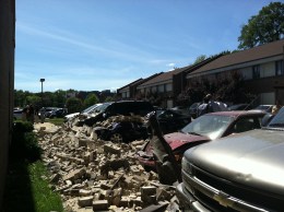 Cars Damaged by Collapsed Wall in Vienna