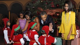 Obamas Merrily Mingle With Elves
