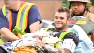 Rescued Worker Gives Thumbs Up