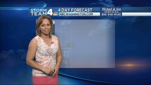 The rain will taper off late Tuesday and there's a 30 percent chance of seeing a shower on Wednesday. Temperatures will steadily increase to the 90s later in the week.