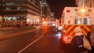 Metro Crowd Waits for Buses Outside Navy Yard Station