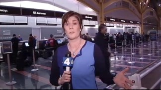 Crowded Scene at Nat'l Airport in Advance of  Boston Storm