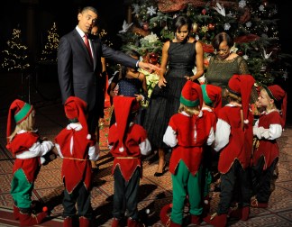 Obamas Help Celebrate "Christmas in Washington"