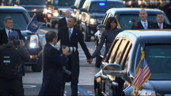 President, First Lady Walk Parade Route