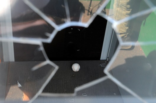 Harper's Foul Ball Breaks Glass
