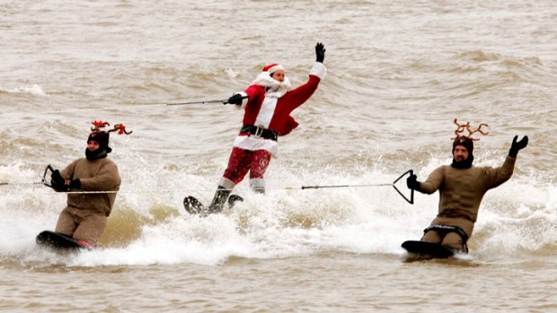 Water-Skiing Santa at National Harbor