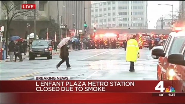Metro Riders Exit Tunnel at L'Enfant For Smoke in Tunnel