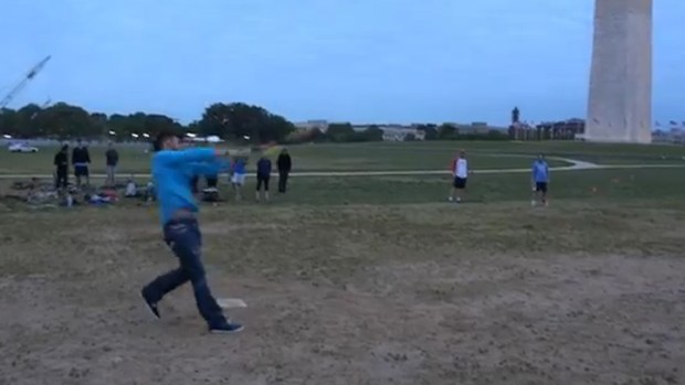 Harper Plays Softball on National Mall