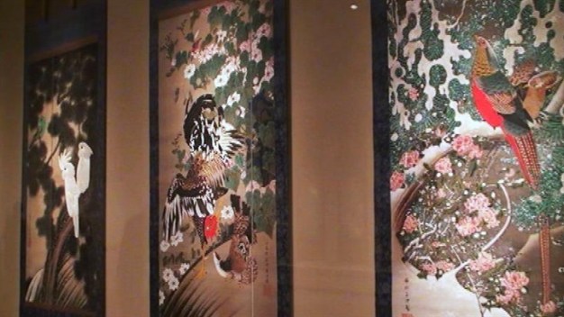 Rare Japanese Silk Scrolls on Display