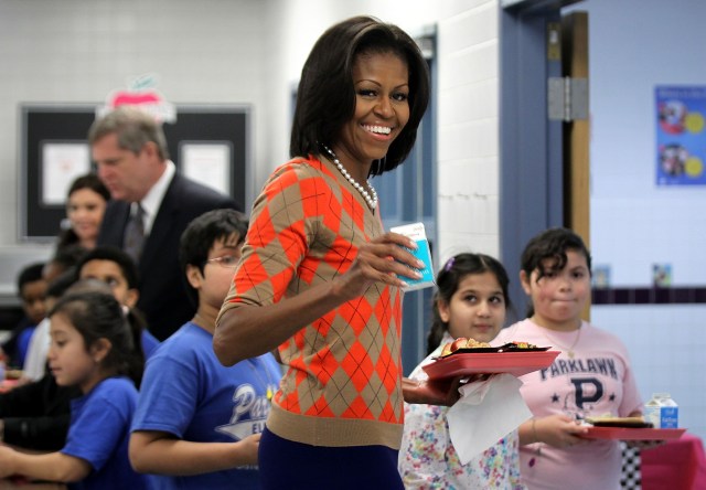 Michelle Obama Joins Kids for Lunch at Va. School
