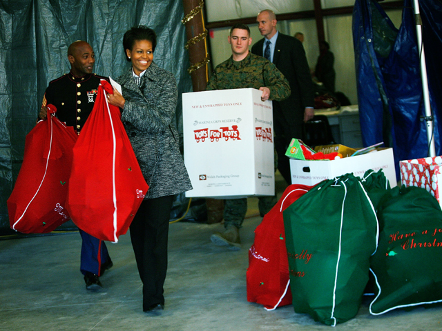 First Lady Delivers Toys for Tots to Quantico