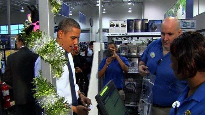 President Barack Obama was spotted shopping at a Best Buy and elsewhere just days before Christmas.