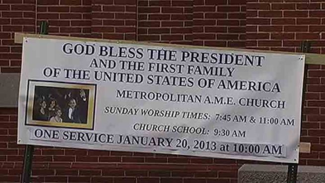 News4's Chris Gordon reports from Metropolitan AME Church, where the Obamas traveled for Sunday services prior to the President's official swearing-in.
