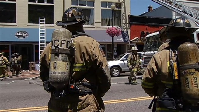 Raw video from the scene of a restaurant fire in Georgetown.