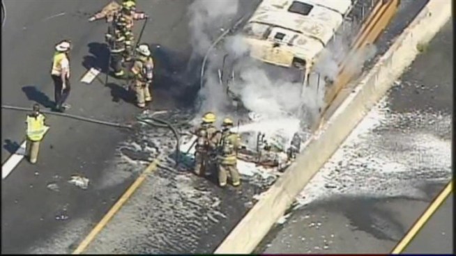 A school bus caught fire along 270 Monday morning.