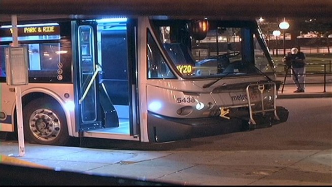 A 28-year-old bus driver was stabbed repeatedly by a man other passengers said had been exposing himself.