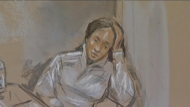 Jayna Murray's mother identified her daughter's car, phone and jacket in the Lululemon murder trial Tuesday. (Courtroom sketches courtesy of William Hennessy.)