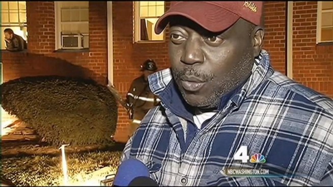 A stairwell fell through as a man delivered furniture on Monday night.