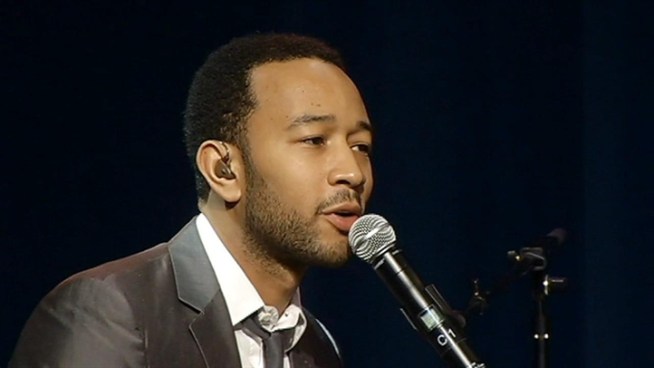 John Legend surprised some Duke Ellington School of the Arts students Tuesday to help them honor Marvin Gaye.