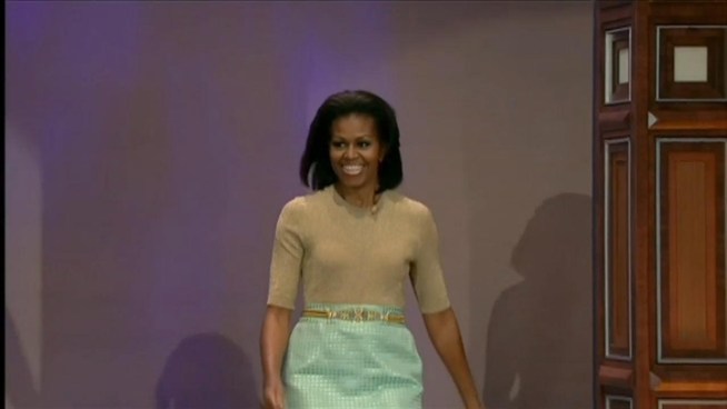 Michelle Obama joined Jay Leno on Tuesday night.