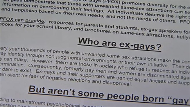 Anger is growing over a pamphlet sent home with thousands of local students that says gays can seek help to overcome their feelings. Now the school superintendent is firing back at the organization behind the fliers.