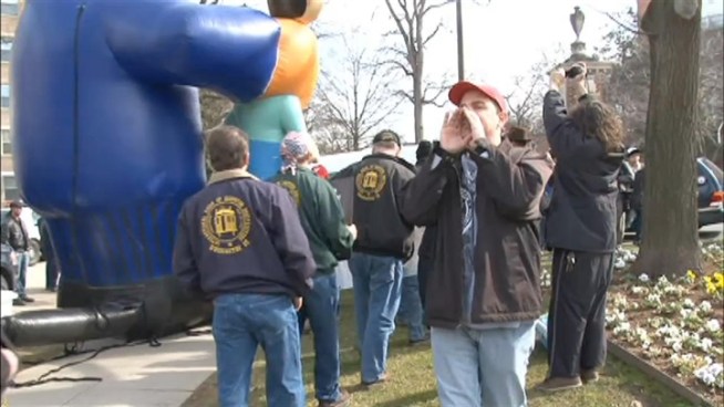 About 400 protesters gathered outside the CPAC convention at the Marriott in Northwest Washington on Friday.