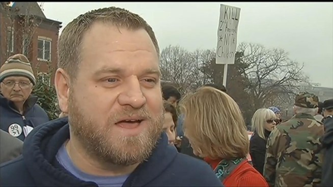 Chris Gordon reports on a protest Monday outside the NRA office in Washington, D.C.