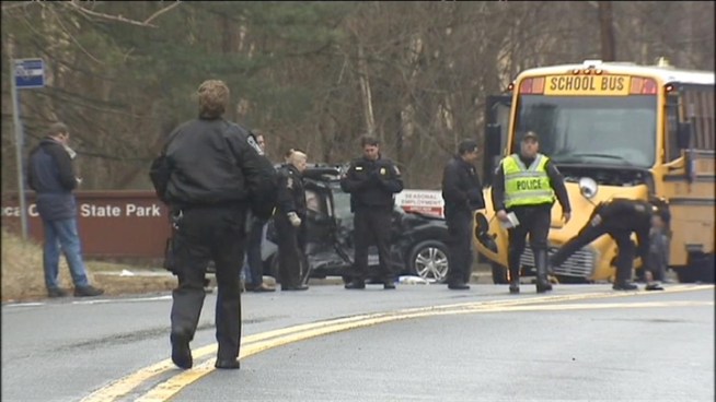 The driver of an SUV was seriously hurt Friday afternoon in an accident that involved a van and a Montgomery County school bus, which had students with special needs on board. News4's Jackie Bensen reports from Gaithersburg.