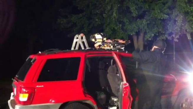 Montgomery County Fire and Rescue provided this video of officers removing a device mounted atop a Jeep Cherokee found stuffed with fireworks.  Park Police said the driver, Glenn Neff, intended to make a political statement on the National Mall.