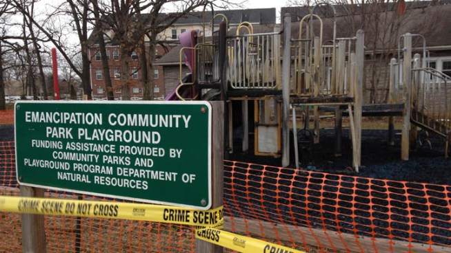 Emancipation Park near the Laurel Library sustained $80,000-$100,000 in damages Monday.