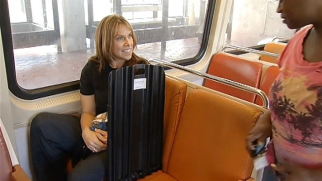 A local woman with autism invents a device that helps her ride more comfortably in close proximity to other riders on Metro.