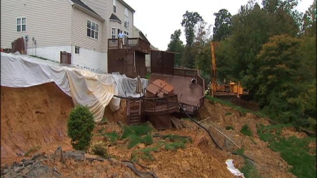 A sinkhole in Stafford, Va. has already swallowed several decks and now threatens to destroy homes. News4's Aaron Gilchrist learned how the community is helping to save the homes.