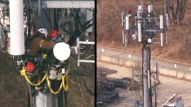 A worker had to be rescued when he became overcome by cold 108 feet up a tower. News4's Pat Collins reports.