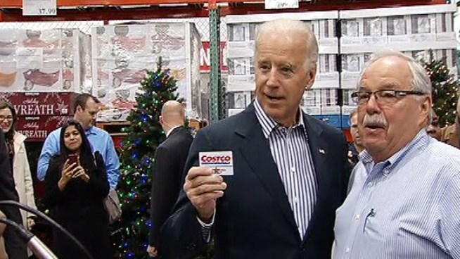 Vice President Joe Biden made a surprise appearance Thursday morning at the opening of Washington, D.C.'s first Costco. <a href=