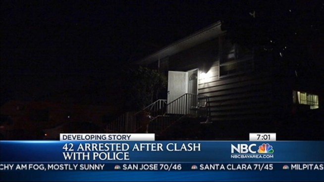 Police found raining glass and an unruly crowd when they arrived at a report of shots fired in San Jose.