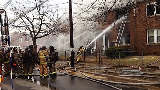 Two people were killed in a two-alarm apartment fire in southeast D.C. Tuesday morning, authorities confirmed. News4's Pat Collins reports.