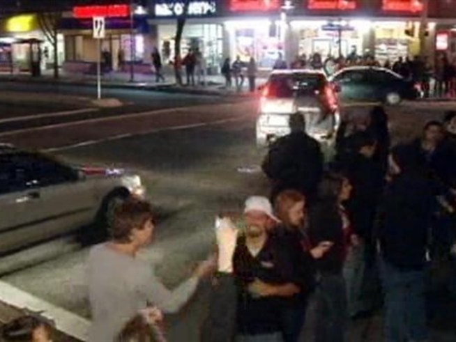 University of Maryland Fans take to the streets after a big win over Duke.