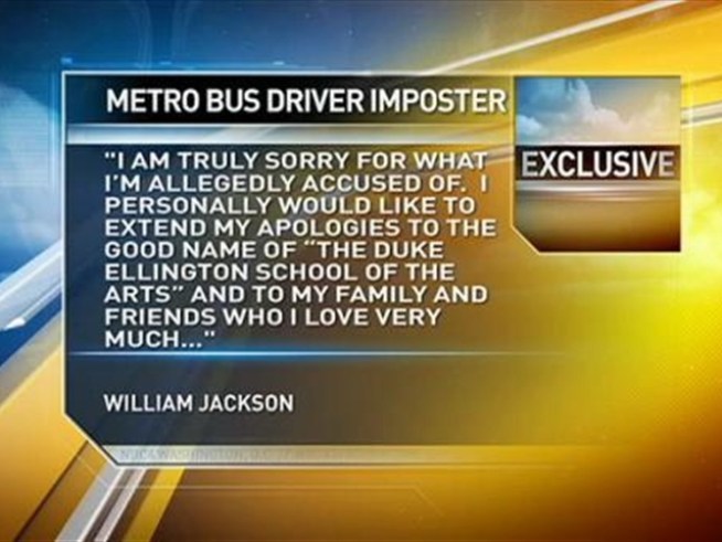 The 19-year-old accused of taking a Metrobus for a joyride over the weekend is saying he's sorry.