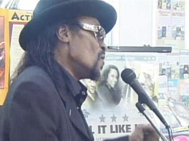 Chuck Brown opens a Black History Month lesson with a tune.