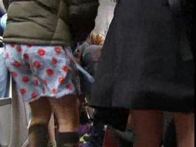 Dozens of riders inside trains at the L'Enfant Plaza station stripped down to their underwear!
