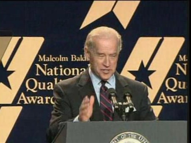 Vice President Joe Biden was running late to a speech.  He arrived on time but was a little 