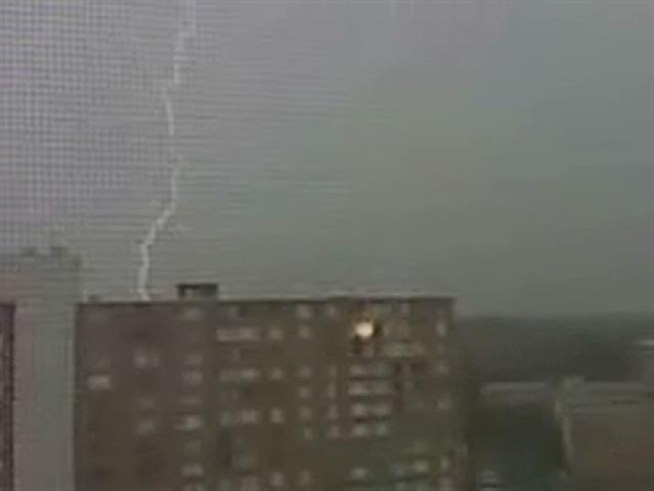 Lightning bolts filmed in Silver Spring, Md., on June 9, 2009.