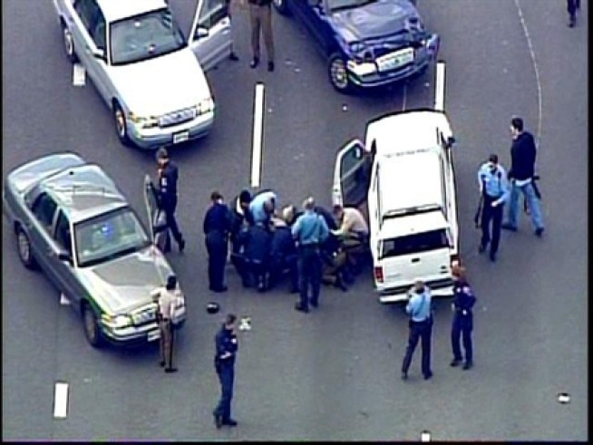 A high-speed police chase in <a title=