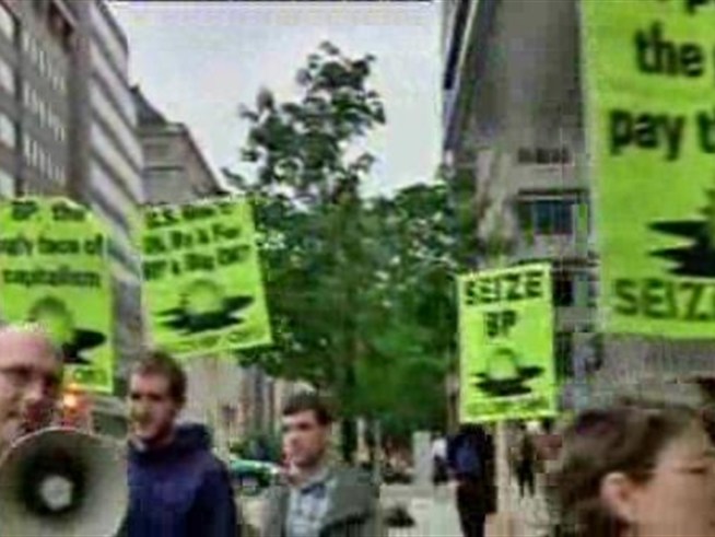Video of a protest outside the BP offices on New York Ave. in northwest <a title=