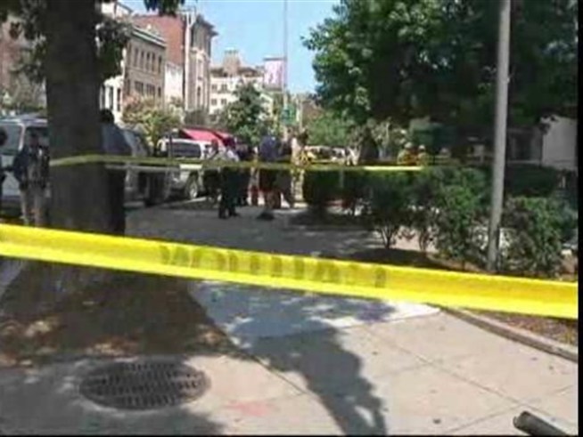 Two workers were injured when a manhole exploded in <a title=