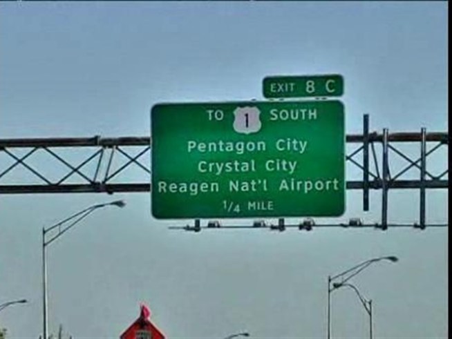 The name of the 40th president is misspelled on a highway exit sign directing traffic to the airport bearing his name.