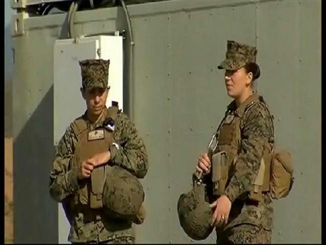 Peggy Reiber, a retired Marine, tells NBC 7 reporter Lea Sutton that she agrees with a lawsuit that claims careers and pay of women in the military is limited because they aren't assigned combat roles.
