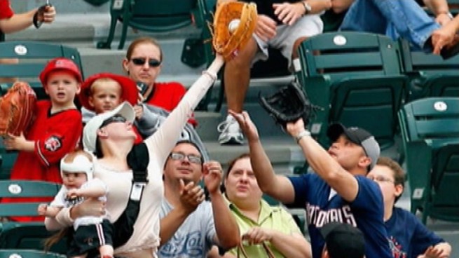 NBC Washington's Darcy Spencer spoke to the woman who made an incredible catch at a minor league baseball game. Photo courtesy the Richmond Times-Dispatch.
